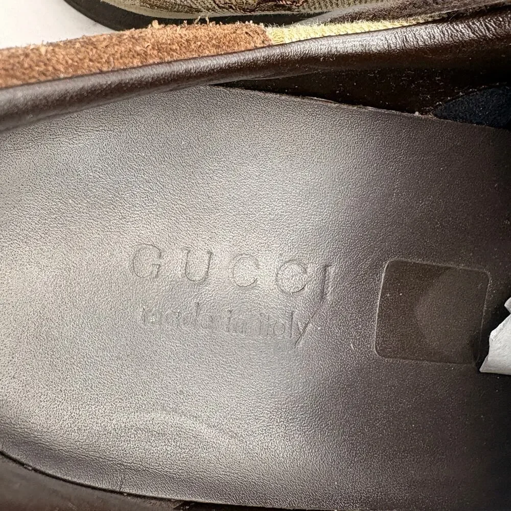 GUCCI GG Monogram Canvas Brown Suede Red Web Lace Sneakers Sz 9G 9.5 US $995